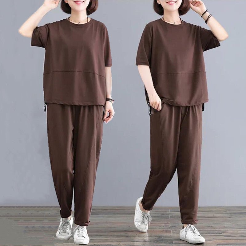 Versatile Short - sleeved Wide - leg Pants Two - piece Set - PratSN