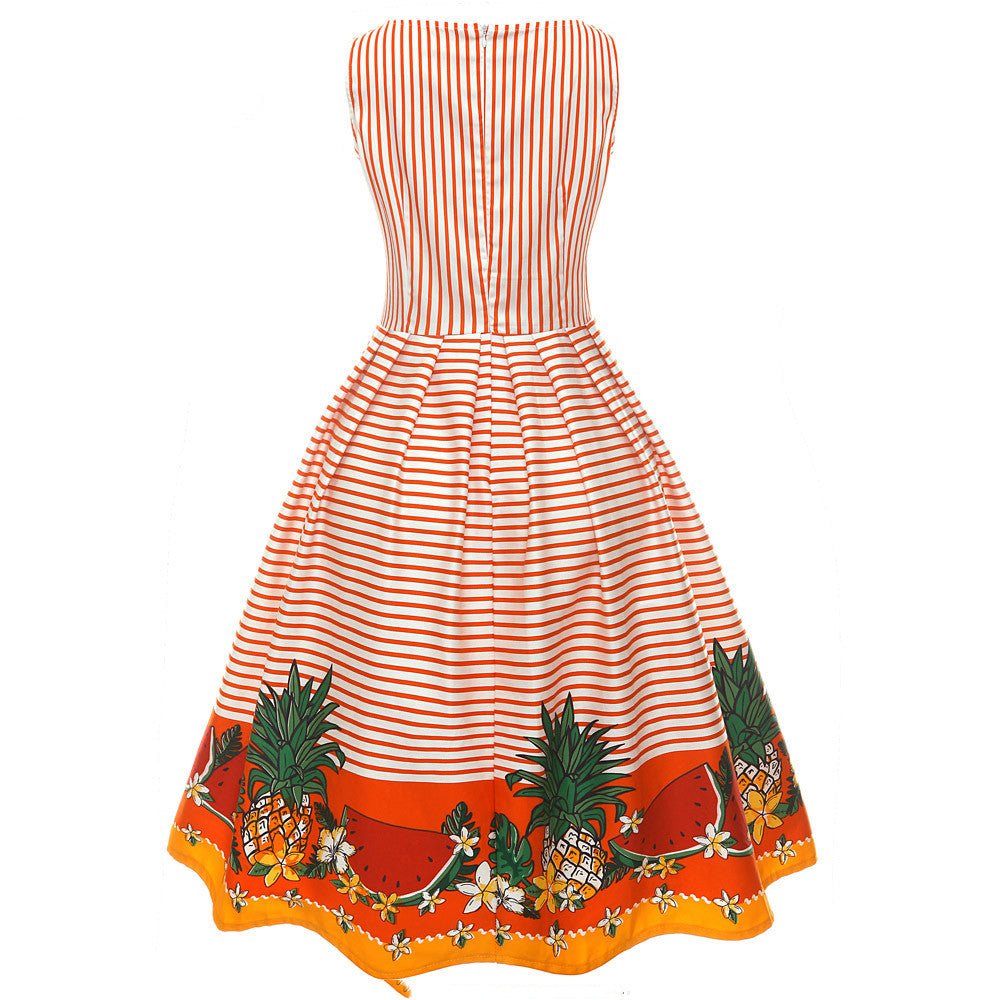 Vintage print floral positioning dress - PratSN