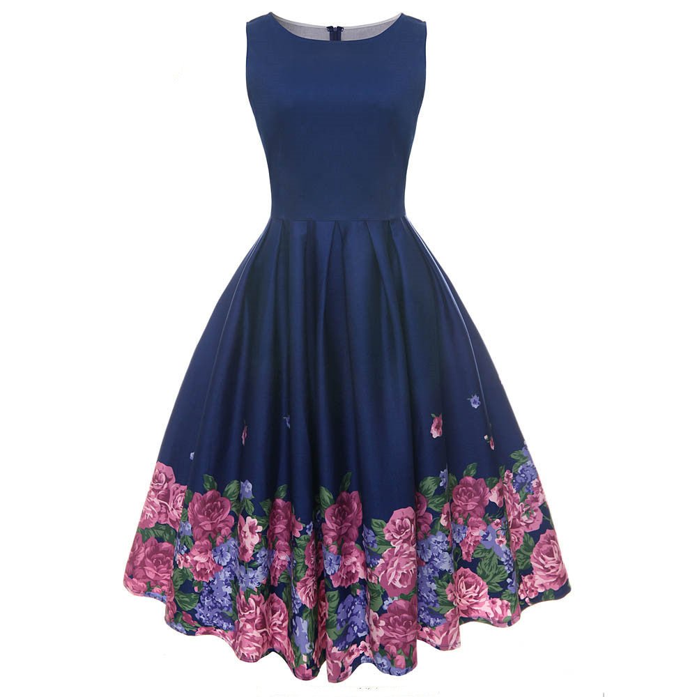 Vintage print floral positioning dress - PratSN