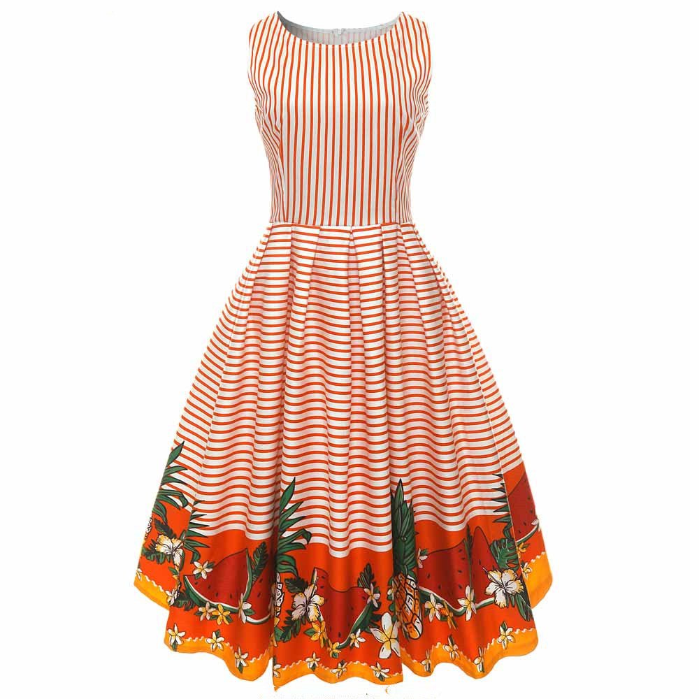 Vintage print floral positioning dress - PratSN