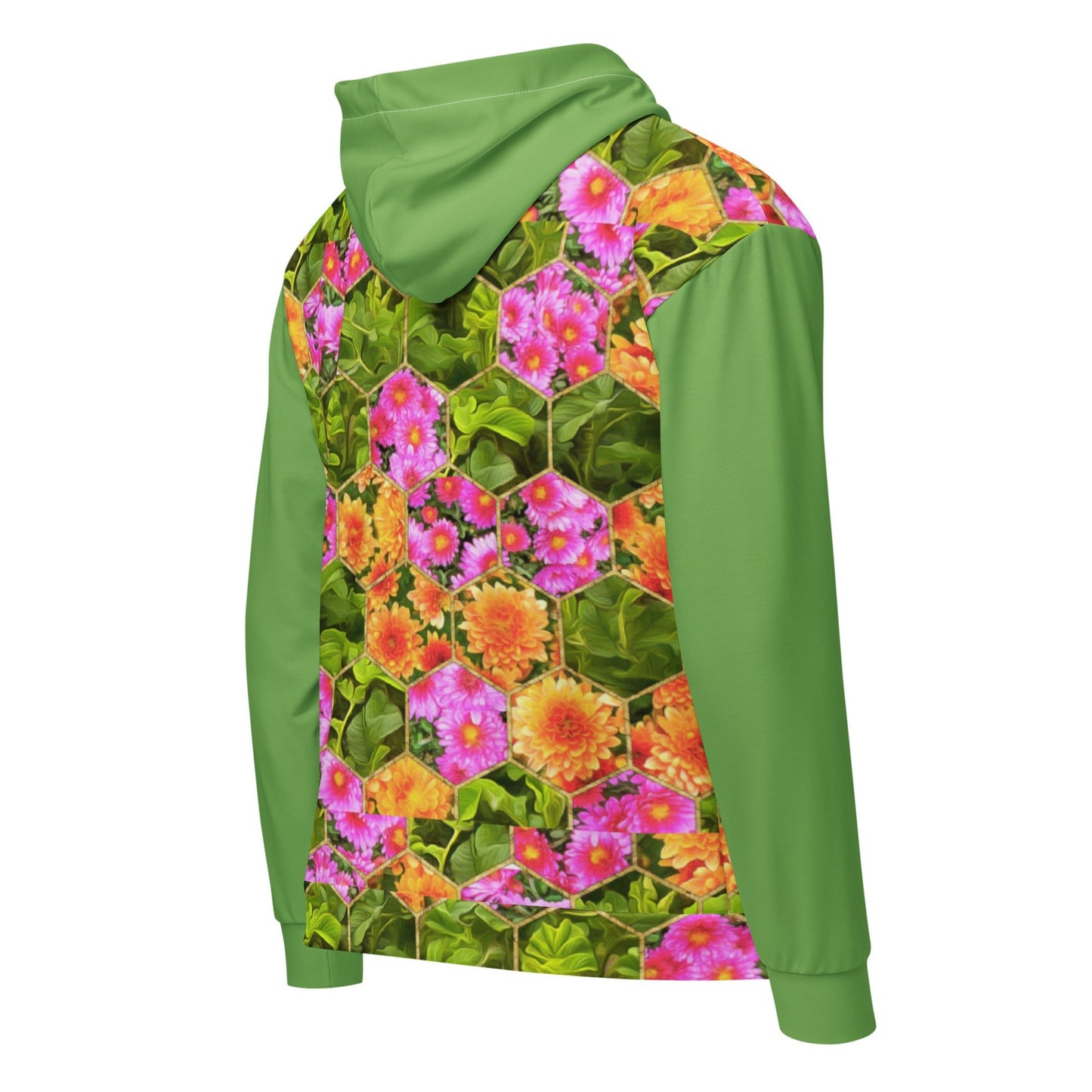 Vintage Style Green Floral Unisex Zip Hoodie - PratSN
