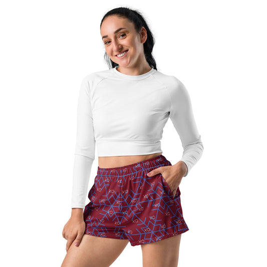 Vintage style trendy all - over print women's athletic shorts - PratSN