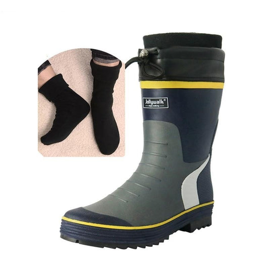 Warm Rain Boots Men's One Body Plus Velvet Thickened Rain Boots - PratSN