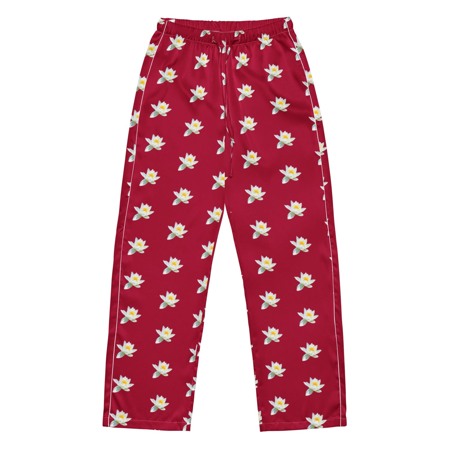 Water lily and carmine color floral Women’s pajama pants - PratSN