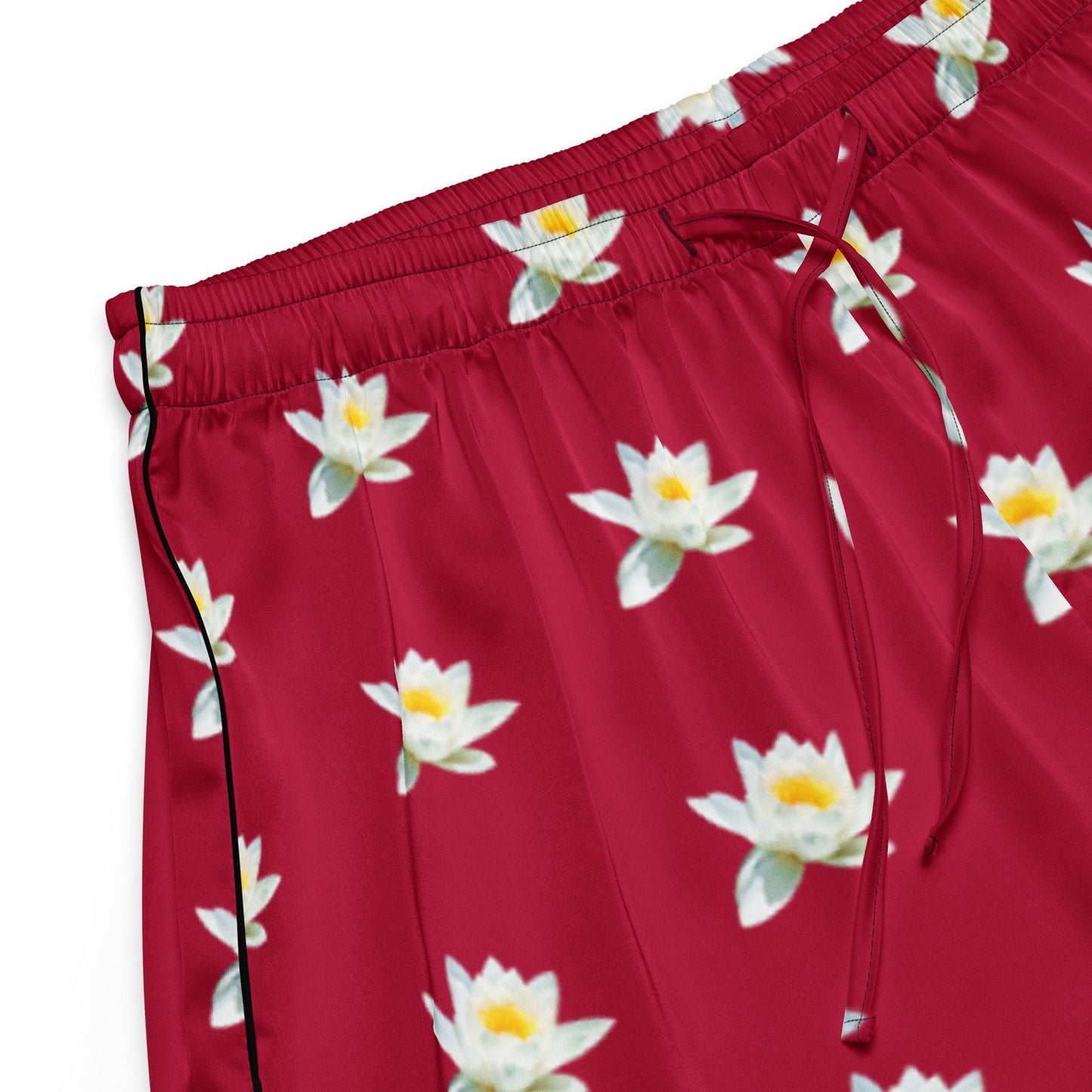 Water lily and carmine color floral Women’s pajama shorts - PratSN