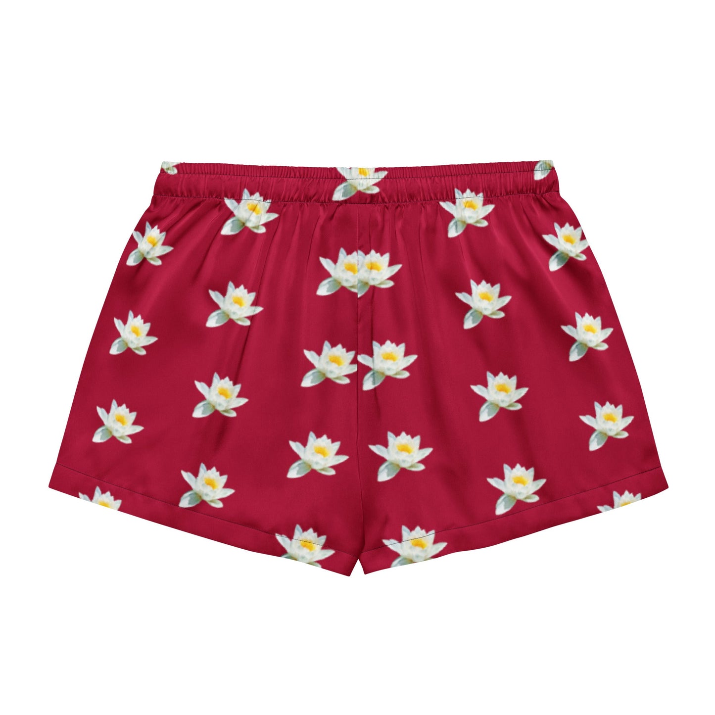 Water lily and carmine color floral Women’s pajama shorts - PratSN