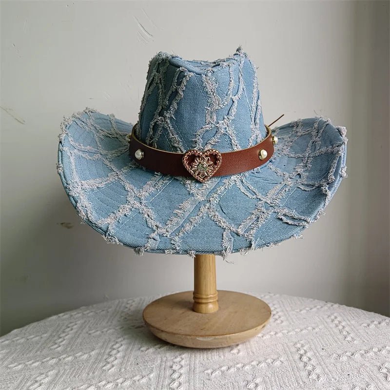 Western ethnic style cowboy hat tassel cowboy series fashion unisex jazz with heart shape decoration western cowboy hat - PratSN