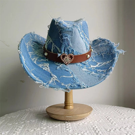Western ethnic style cowboy hat tassel cowboy series fashion unisex jazz with heart shape decoration western cowboy hat - PratSN