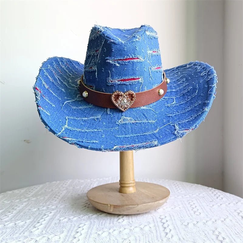 Western ethnic style cowboy hat tassel cowboy series fashion unisex jazz with heart shape decoration western cowboy hat - PratSN