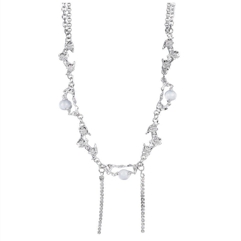 White Moonlight Zircon Clavicle Chain Female High - grade Cool - PratSN