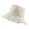Wholesale Cotton Fringed Fisherman Cap Soft Aluminum Wire Shape Water Wash Bucket Hat Women Four Seasons Solid Outing Basin Hat - PratSN