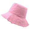 Wholesale Cotton Fringed Fisherman Cap Soft Aluminum Wire Shape Water Wash Bucket Hat Women Four Seasons Solid Outing Basin Hat - PratSN