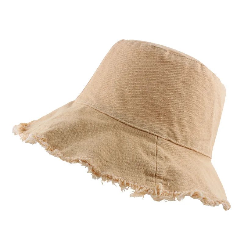 Wholesale Cotton Fringed Fisherman Cap Soft Aluminum Wire Shape Water Wash Bucket Hat Women Four Seasons Solid Outing Basin Hat - PratSN