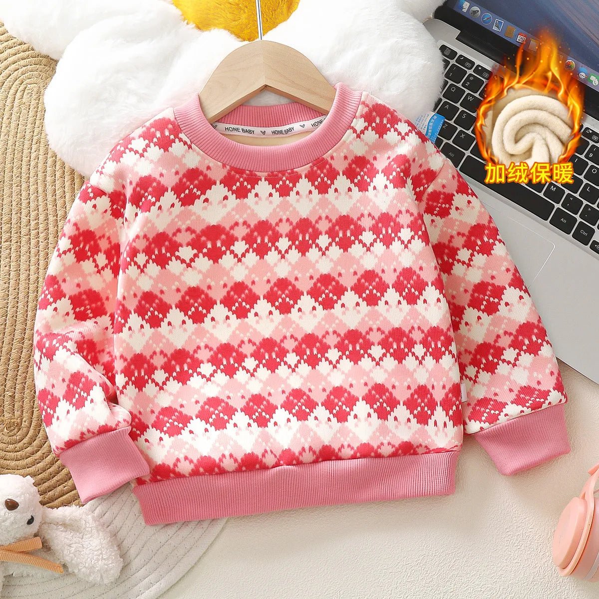 Wholesale Korean Version Winter Sweater for Boys and Girls Padded Thickened Bottoming Shirt Baby Red Knit for Children - PratSN