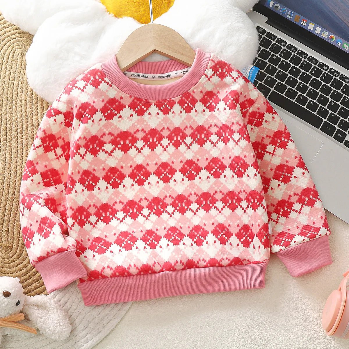Wholesale Korean Version Winter Sweater for Boys and Girls Padded Thickened Bottoming Shirt Baby Red Knit for Children - PratSN
