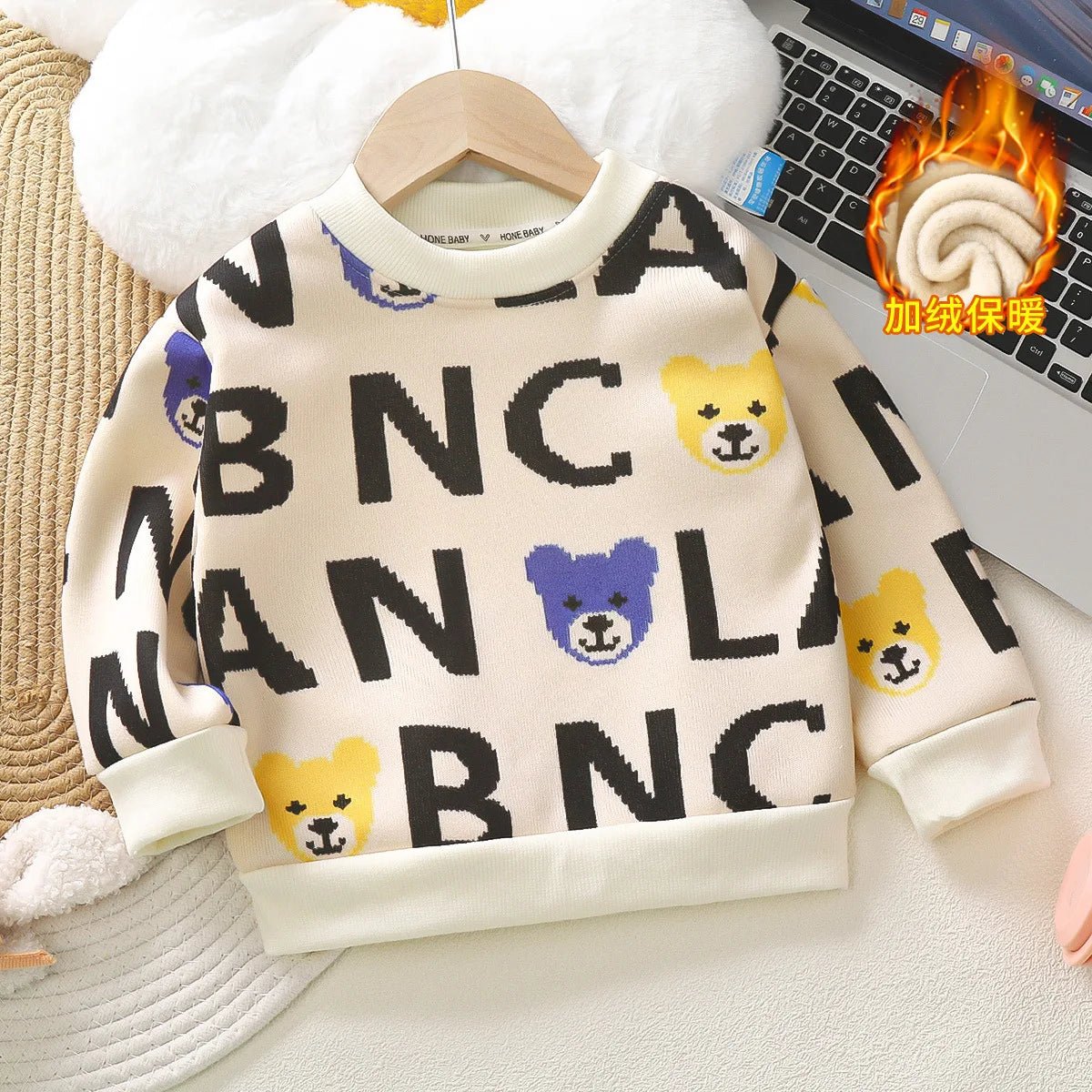 Wholesale Korean Version Winter Sweater for Boys and Girls Padded Thickened Bottoming Shirt Baby Red Knit for Children - PratSN