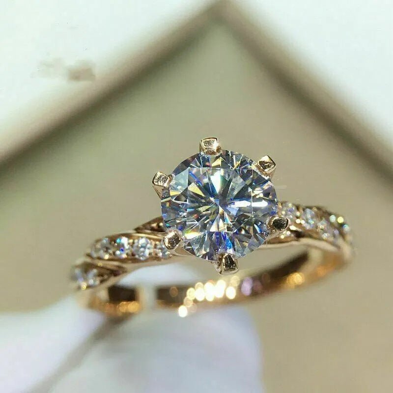 Winding Twist Shape Micro - inlaid Six - claw Ring - PratSN