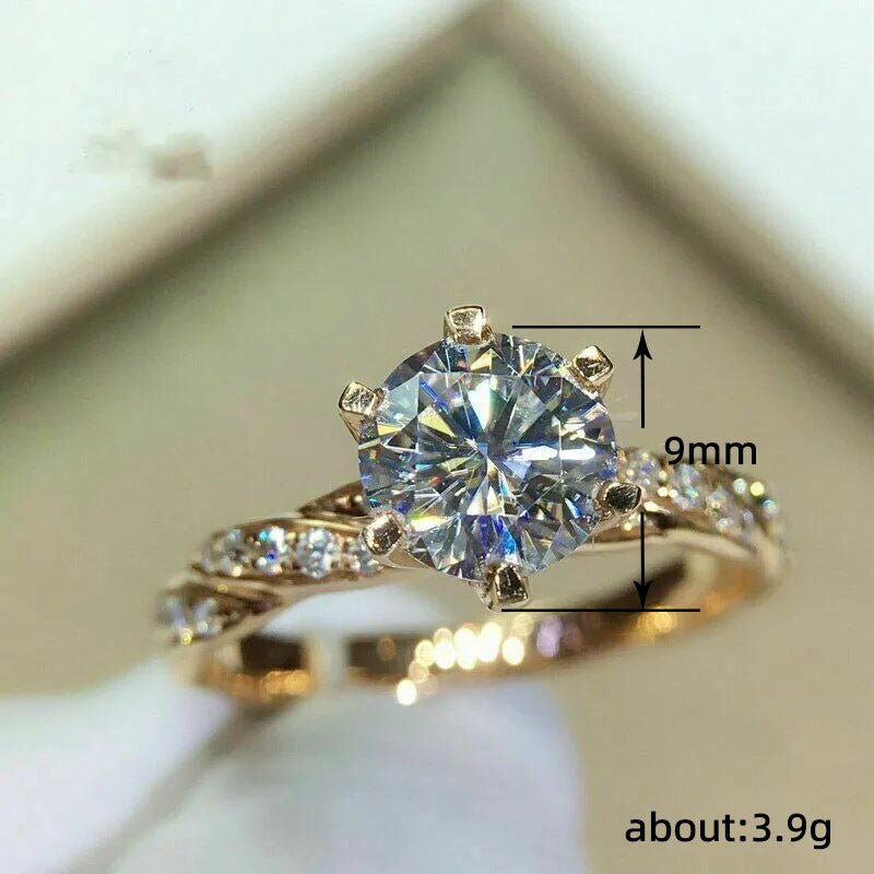 Winding Twist Shape Micro - inlaid Six - claw Ring - PratSN