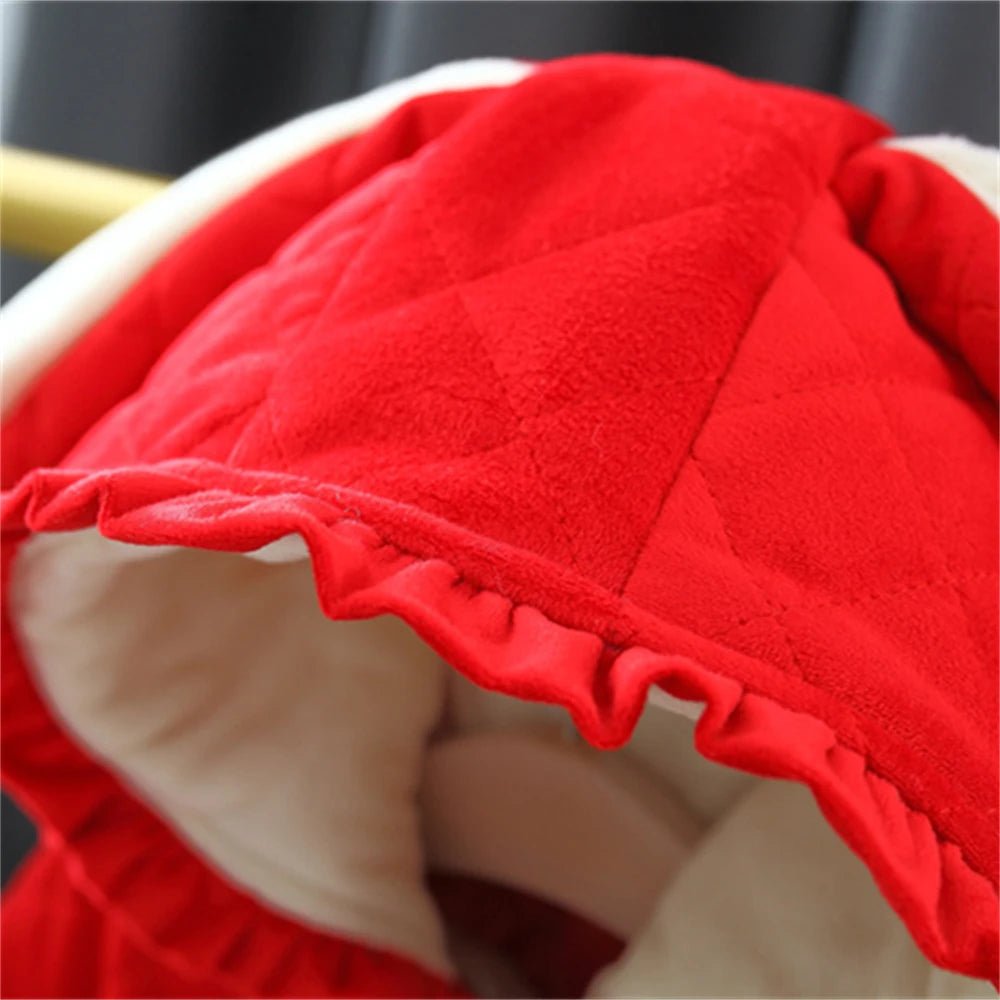 Winter 0 - 3 Girls' Cotton Jacket Girls' 3D Cartoon Rabbit Hooded Ears Solid Color Cute Plush Cotton Coat - PratSN