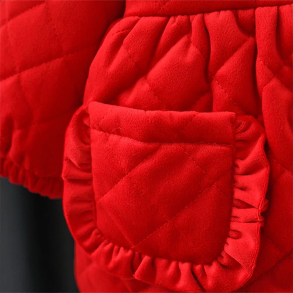 Winter 0 - 3 Girls' Cotton Jacket Girls' 3D Cartoon Rabbit Hooded Ears Solid Color Cute Plush Cotton Coat - PratSN