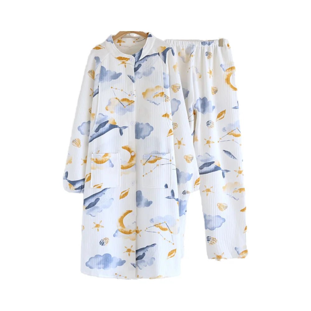 Winter air Cotton Interlayer Maternity Dress During Pregnancy Postpartum Nursing Pregnant Women Pajama Winter air Cotton Interlayer Maternity Dress During Pregnancy Postpartum Nursing Pregnant Women Pajama
