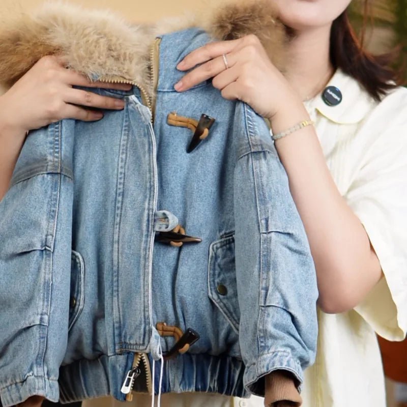 Winter Children Plush Denim Jacket Kid Clothes Plush Thick Zipper Hooded Coat Teen Boys Girls Fashion Cowboys Parka Outerwear - PratSN