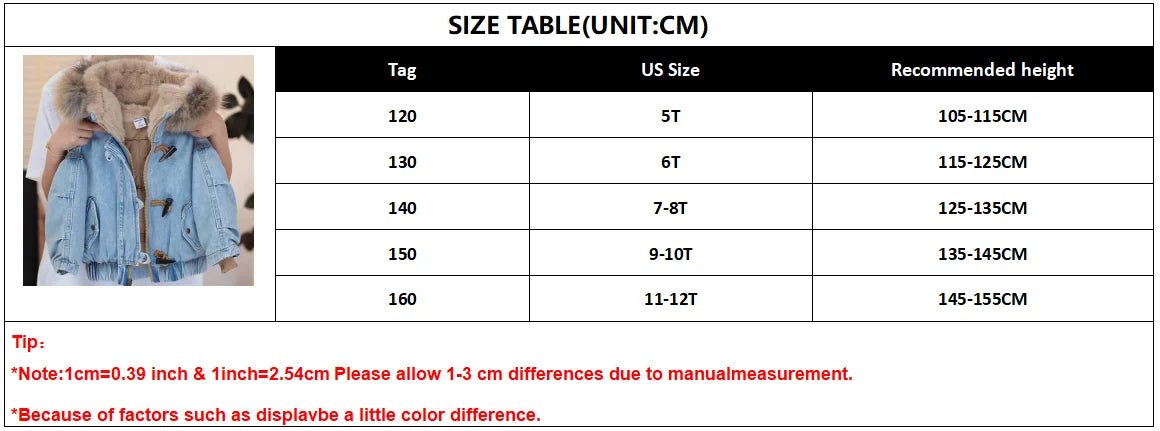 Winter Children Plush Denim Jacket Kid Clothes Plush Thick Zipper Hooded Coat Teen Boys Girls Fashion Cowboys Parka Outerwear - PratSN