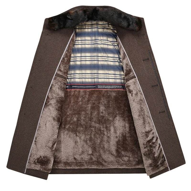 Winter High - quality Wool Fleece Jacket, Mid - length Wool Coat Men's Style, Stand Collar Design, Suitable for Business. - PratSN