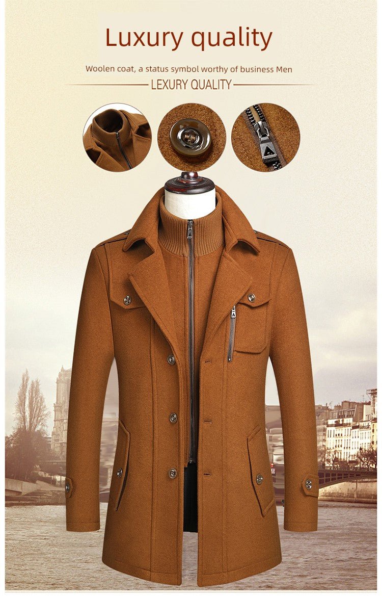 Winter New Arrival Middle - Aged Men Woolen Coat Outwear Casual Middle - Aged and Elderly Thickened Woolen Jacket Dad Wear - PratSN