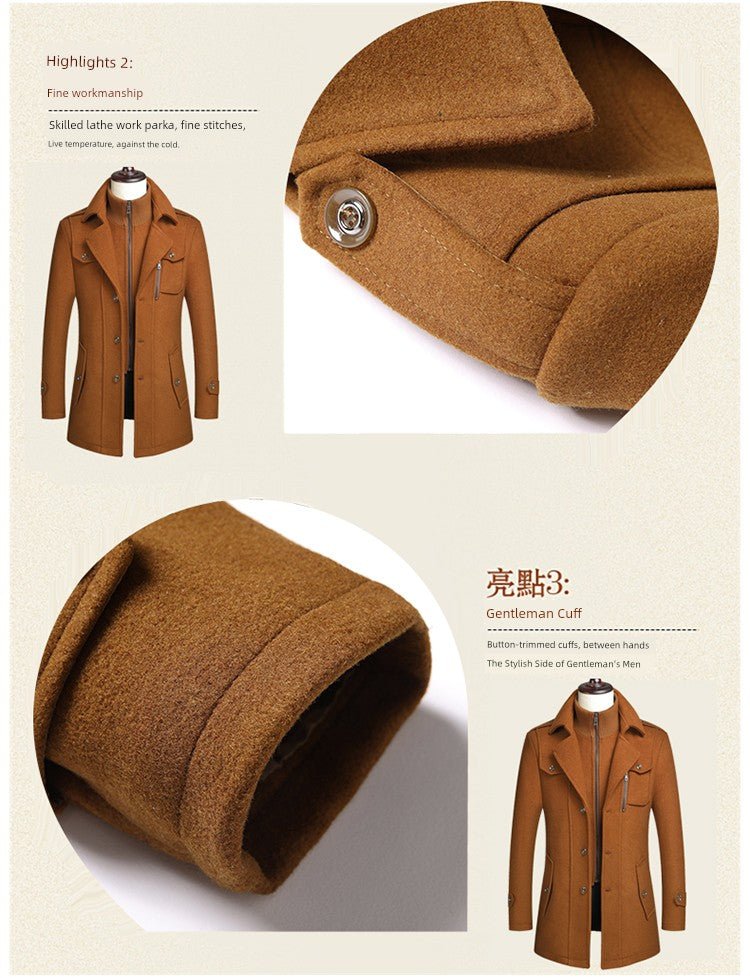 Winter New Arrival Middle - Aged Men Woolen Coat Outwear Casual Middle - Aged and Elderly Thickened Woolen Jacket Dad Wear - PratSN