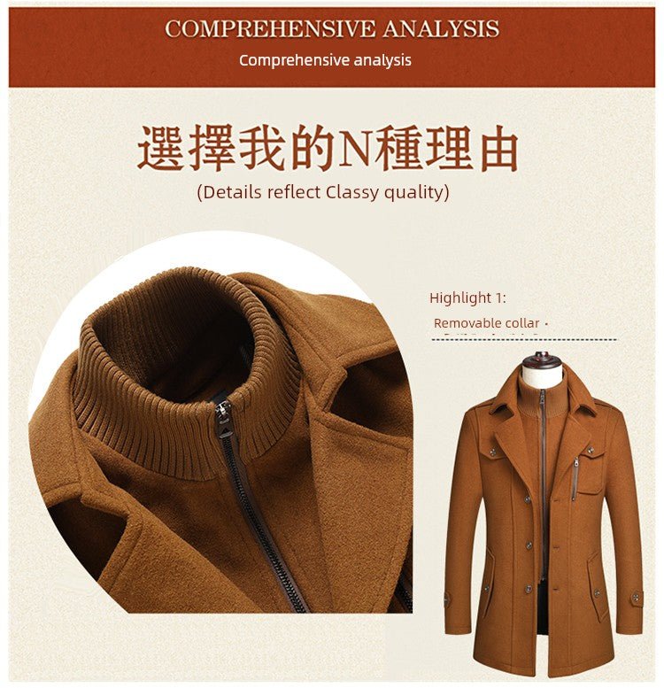 Winter New Arrival Middle - Aged Men Woolen Coat Outwear Casual Middle - Aged and Elderly Thickened Woolen Jacket Dad Wear - PratSN
