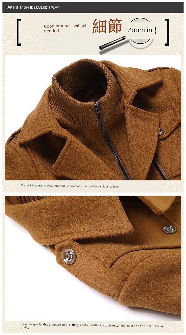 Winter New Arrival Middle - Aged Men Woolen Coat Outwear Casual Middle - Aged and Elderly Thickened Woolen Jacket Dad Wear - PratSN