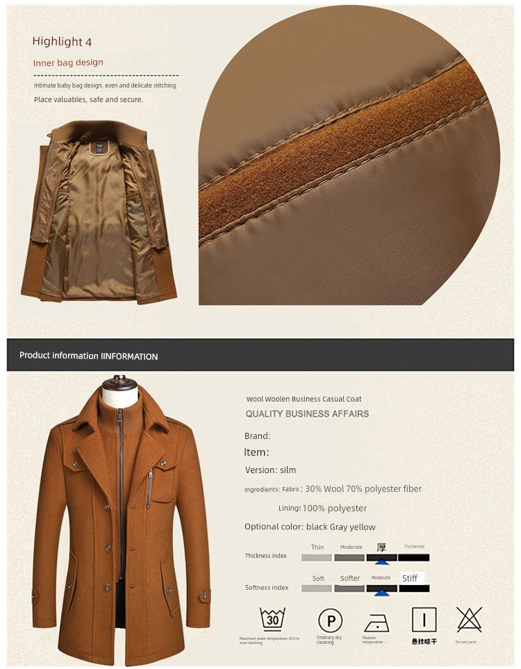 Winter New Arrival Middle - Aged Men Woolen Coat Outwear Casual Middle - Aged and Elderly Thickened Woolen Jacket Dad Wear - PratSN