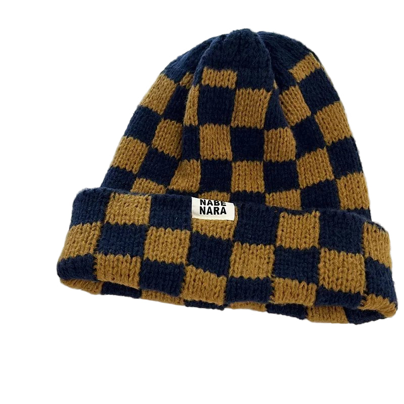 Winter Plaid Knitted Beanies for Women Fashion Pullover Cap Red Green Color Checkerboard Skull Hats Street Casual Beanie Gorras - PratSN