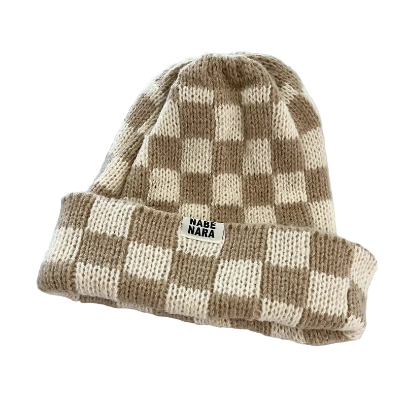 Winter Plaid Knitted Beanies for Women Fashion Pullover Cap Red Green Color Checkerboard Skull Hats Street Casual Beanie Gorras - PratSN