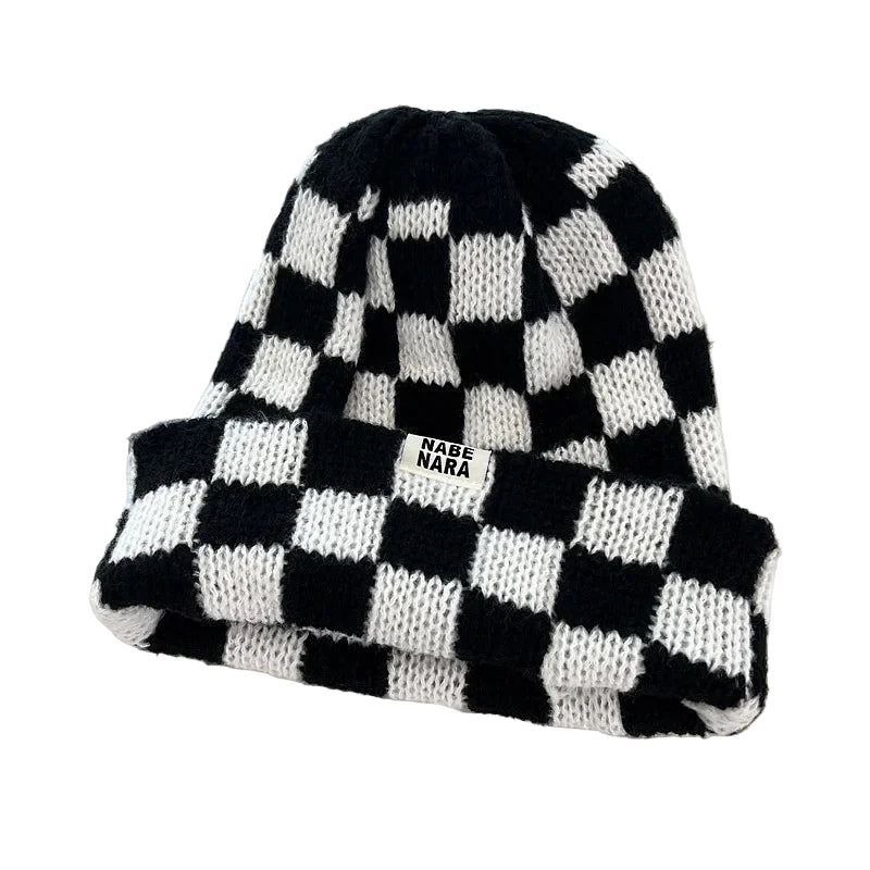Winter Plaid Knitted Beanies for Women Fashion Pullover Cap Red Green Color Checkerboard Skull Hats Street Casual Beanie Gorras - PratSN
