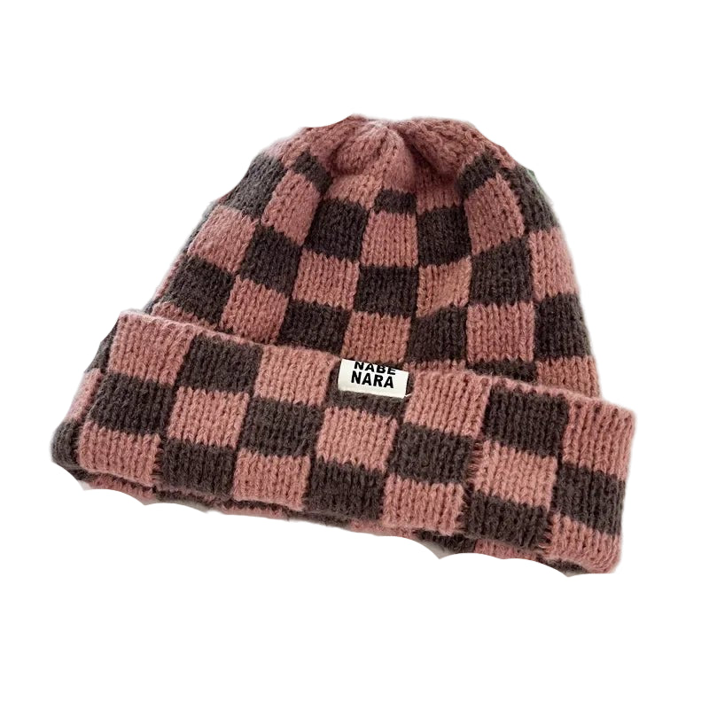 Winter Plaid Knitted Beanies for Women Fashion Pullover Cap Red Green Color Checkerboard Skull Hats Street Casual Beanie Gorras - PratSN