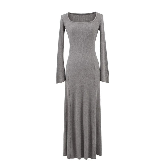 Women 2025 Spring New Chic Fashion Square Collar Horn Sleeve Midi Dress Vintage Casual Female Dresses Vestidos Mujer - PratSN