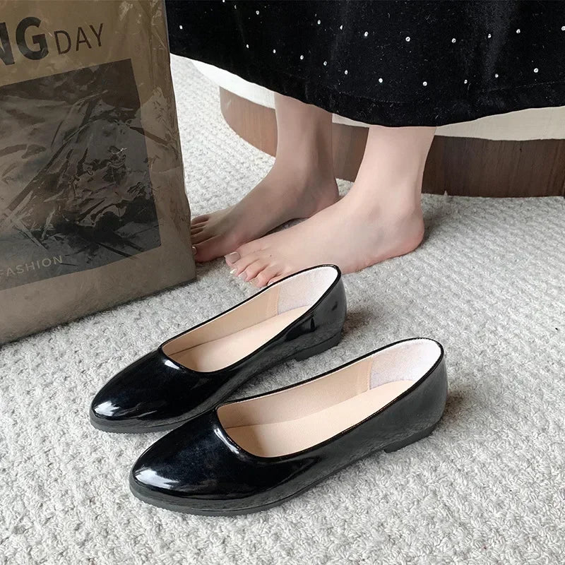 Women Candy Color Ballet Flats White Wedding Shoes Woman Flats Patent Leather Slip on Shoes Ladies Boat Shoes - PratSN