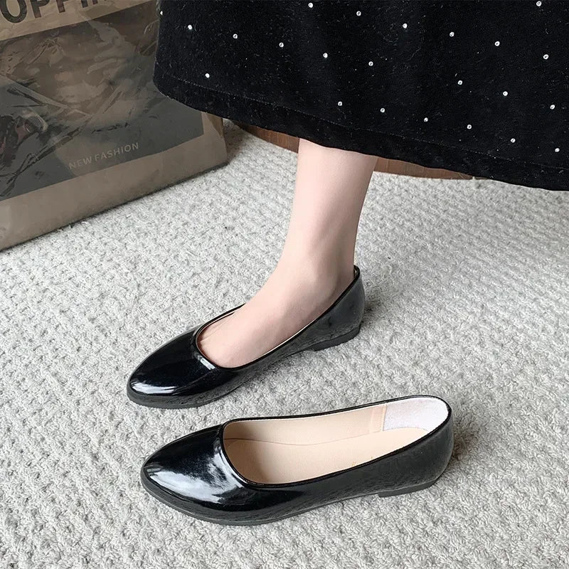 Women Candy Color Ballet Flats White Wedding Shoes Woman Flats Patent Leather Slip on Shoes Ladies Boat Shoes - PratSN