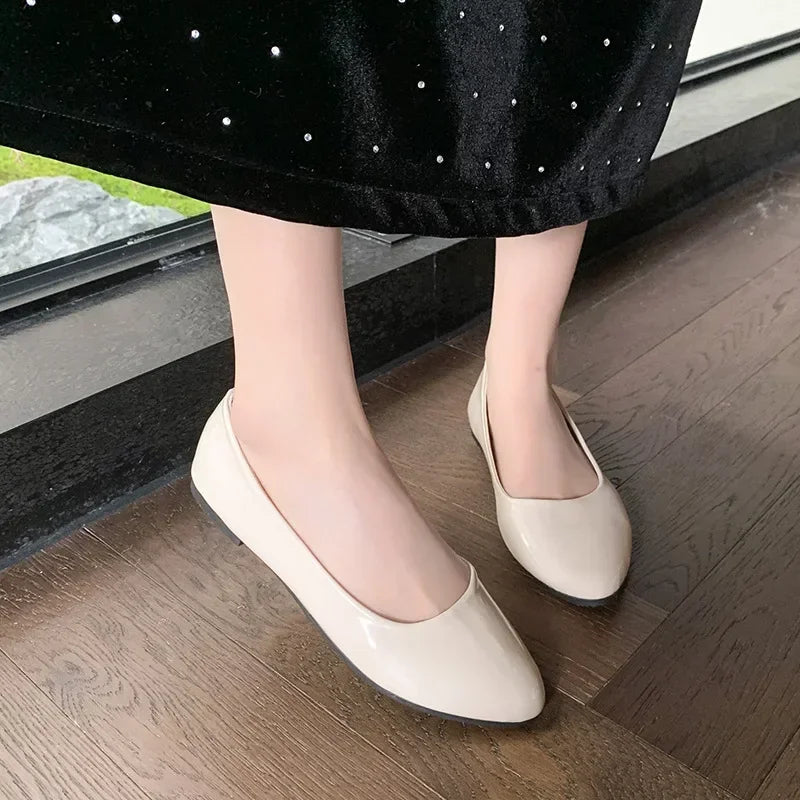 Women Candy Color Ballet Flats White Wedding Shoes Woman Flats Patent Leather Slip on Shoes Ladies Boat Shoes - PratSN