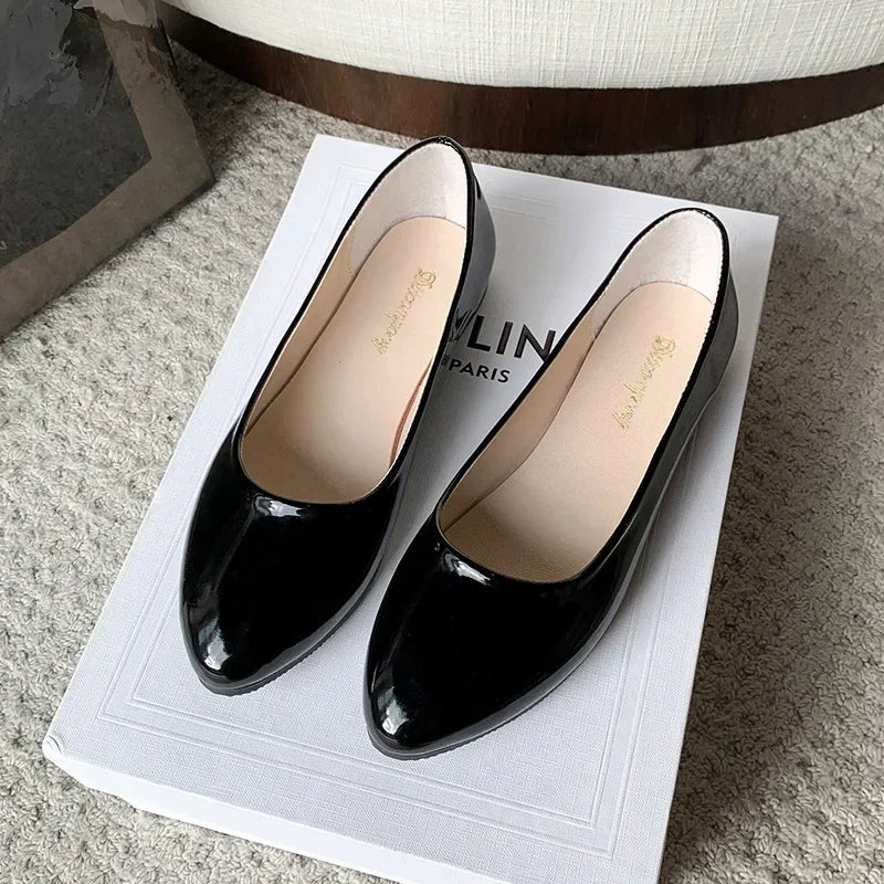 Women Candy Color Ballet Flats White Wedding Shoes Woman Flats Patent Leather Slip on Shoes Ladies Boat Shoes - PratSN