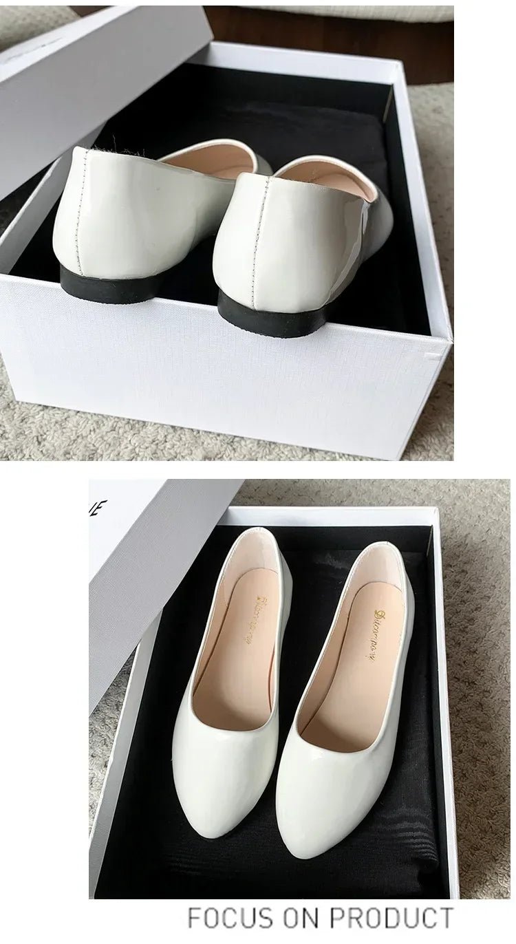 Women Candy Color Ballet Flats White Wedding Shoes Woman Flats Patent Leather Slip on Shoes Ladies Boat Shoes - PratSN