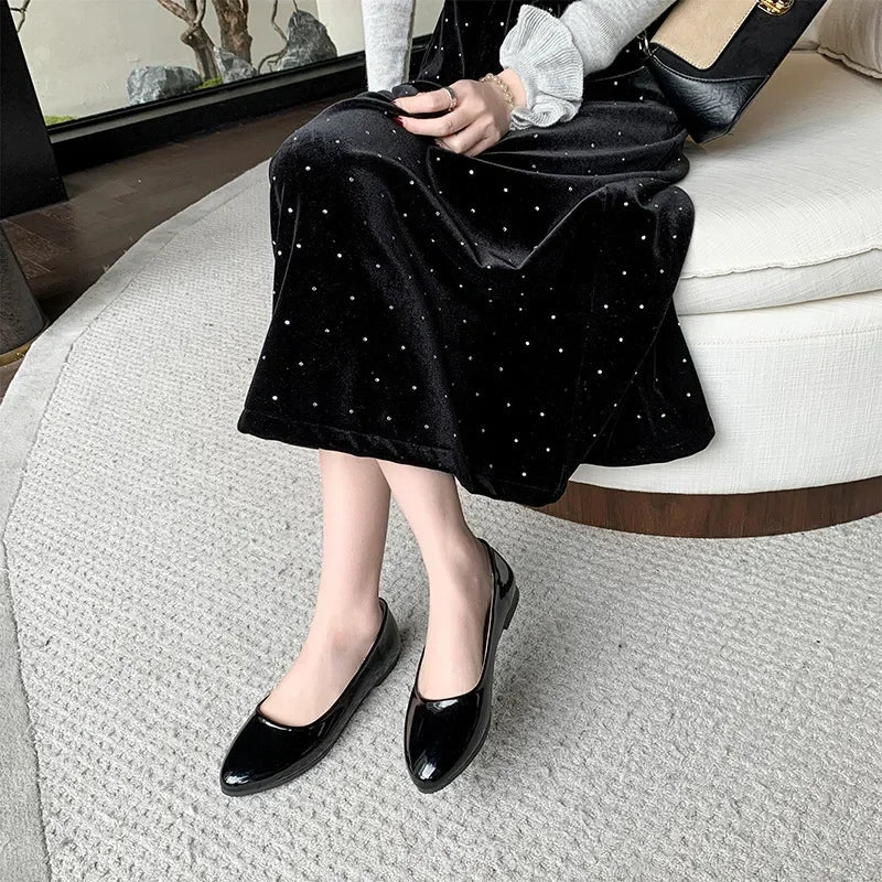 Women Candy Color Ballet Flats White Wedding Shoes Woman Flats Patent Leather Slip on Shoes Ladies Boat Shoes - PratSN