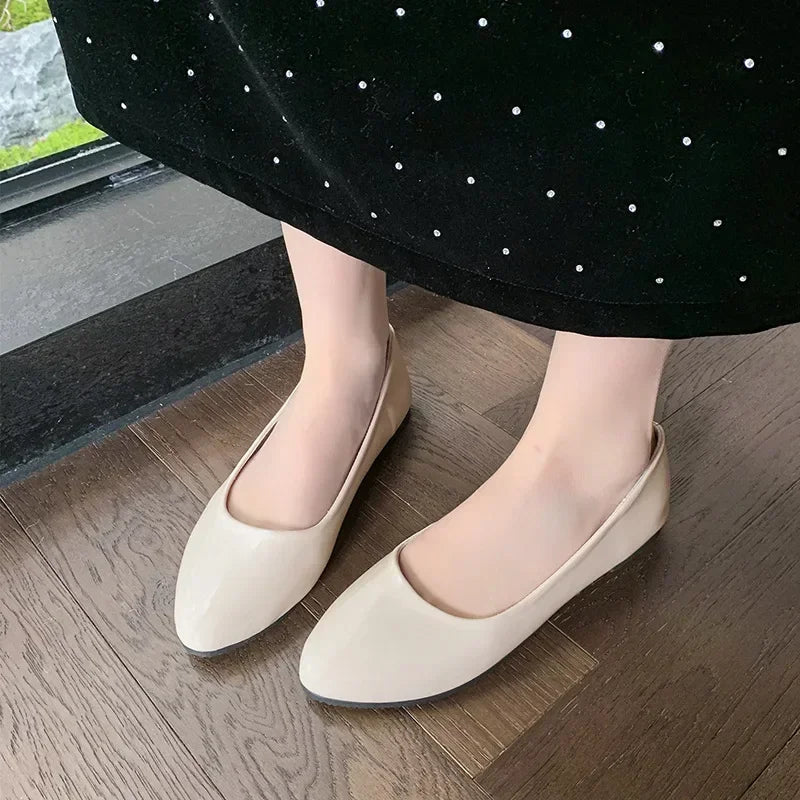 Women Candy Color Ballet Flats White Wedding Shoes Woman Flats Patent Leather Slip on Shoes Ladies Boat Shoes - PratSN