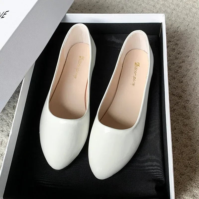 Women Candy Color Ballet Flats White Wedding Shoes Woman Flats Patent Leather Slip on Shoes Ladies Boat Shoes - PratSN
