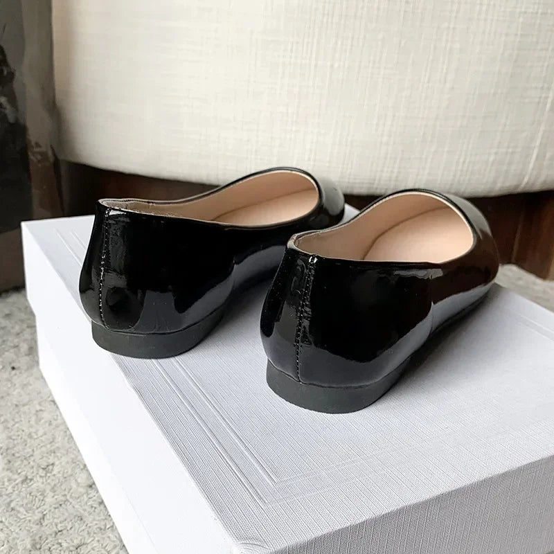 Women Candy Color Ballet Flats White Wedding Shoes Woman Flats Patent Leather Slip on Shoes Ladies Boat Shoes - PratSN