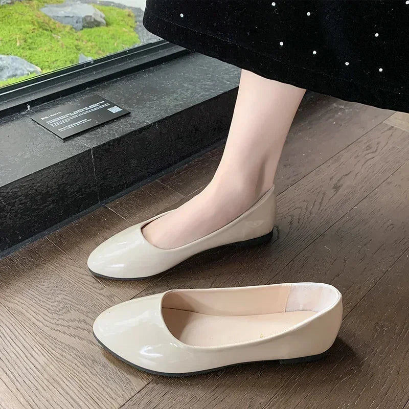 Women Candy Color Ballet Flats White Wedding Shoes Woman Flats Patent Leather Slip on Shoes Ladies Boat Shoes - PratSN