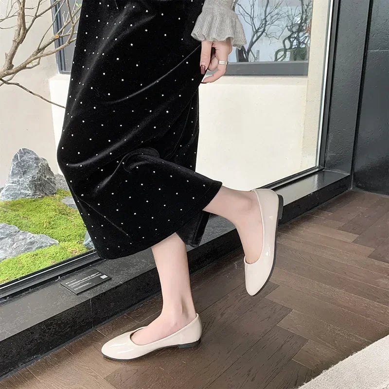 Women Candy Color Ballet Flats White Wedding Shoes Woman Flats Patent Leather Slip on Shoes Ladies Boat Shoes - PratSN