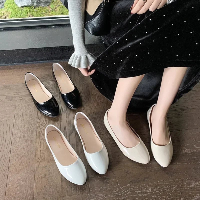 Women Candy Color Ballet Flats White Wedding Shoes Woman Flats Patent Leather Slip on Shoes Ladies Boat Shoes - PratSN